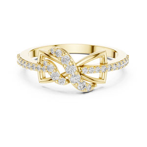 Anillo de Diamantes con Nudo Infinito de Lujo para Mujer |   Diseño Geométrico Cruzado |   Engaste Micro Pavé |   Anillo de Moissanita - Product Image 1