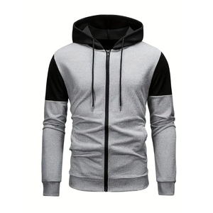 Sudadera con Capucha Personalizada con Múltiples Paneles y Cremallera para Hombre, Sudadera Informal de Invierno de Forro Polar y Algodón, Impresión de Logotipo OEM - Product Image 1
