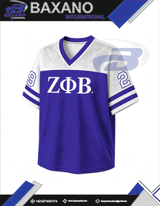 Camiseta de malla para mujer Zeta Phi Beta ZPB Sorority, cuello en V, manga corta, azul y blanco, con bloques de color, transpirable, informal. - Product Image 5