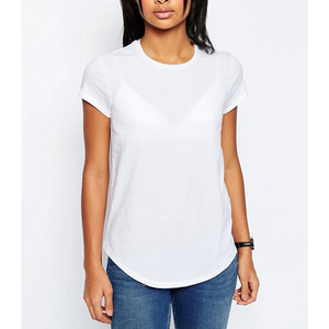 Women's White Crew Neck Short Sleeve T-Shirt Regular Fit Solid Color Casual Jersey Cotton <b>Top</b> - Product Image 1