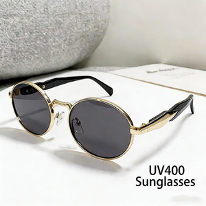 2025 Round <b>Sunglasses</b> Retro Metal Glasses Fashion Women Casual Sunscreen <b>Sunglasses</b> - Product Image 2