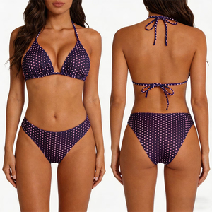 Ensembles de bikinis à pois pour femmes, haut croisé à nouer, bas à nouer sur les côtés, culottes hipster, maillots de bain en Spandex/Polyester et ensembles de bikinis de bain - Product Image 1