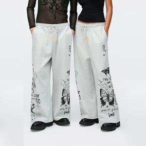 Pantalon de jogging baggy hip-hop pour femme, logo personnalisé imprimé, devant plat, hiver, respirant, 100% coton, coupe ample, unisexe - Product Image 1