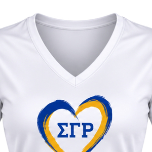 T-shirt de sport à col en V pour femmes Sigma Gamma Rho, personnalisé pour la sororité grecque, haut d'entraînement à manches courtes, vente en gros - Product Image 3