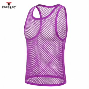 Factory Price Breathable Men Sports Mesh Sleeveless Mesh <b>Singlets</b> for Men Transparent Vest for Sale Transparent Vest - Product Image 5