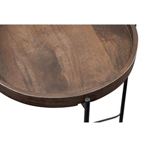 Set 2 eleganti legno moderno metallo accento tavoli marrone mobili laterali per soggiorno camera da letto ufficio funzionale decorazioni per la casa - Product Image 3