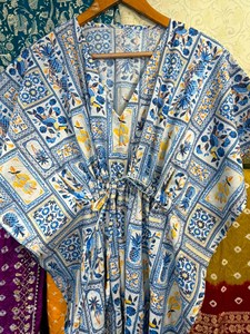 Cotton Casual <b>Kaftan</b> Maxi Dress with Feathers Eco-Friendly Natural Waistline <b>Plus</b> <b>Size</b> for Women - Product Image 2
