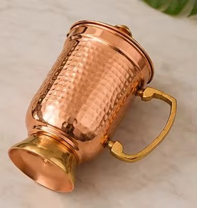 18oz Moscow Mule <b>Mugs</b> <b>Large</b> Hammered Copper Plating Cups Copper <b>Mugs</b> Moscow Mule With Brass Handle for Chilled Drinks - Product Image 5