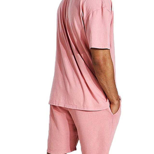 Ensemble décontracté d'été pour hommes en tissu éponge uni, t-shirt à manches courtes en polyester/coton respirant et à séchage rapide, survêtement 2 pièces - Product Image 2