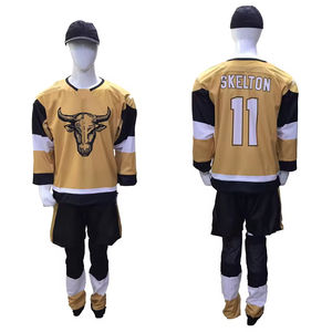 ชุดยูนิฟอร์มฮอกกี้น้ำแข็งแบบสั้น พิมพ์ลายโลโก้ตามสั่ง ราคาขายส่ง ผลิตจากโพลีเอสเตอร์ 100% คุณภาพสูง พิมพ์ลายด้วยความร้อน สำหรับทีมกีฬา ประเทศปากีสถาน - Product Image 1