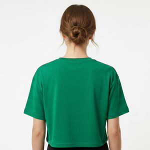 Lightweight <b>Crop</b> <b>Top</b> Shirt Women Short Sleeve Boxy Cotton Casual Streetwear T Shirt Oversized Tee OEM Wholesale Custom Logo - Product Image 3