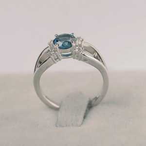 Moissanite Blue Topaz 1.01CT Round Cut Floral Style <b>Ring</b> For Women's Original 925 Silver Fine Bridal Jewelry Gift For Partners - Product Image 4