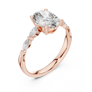 Bague en or jaune 14 carats avec diamants ovales et marquises cultivés en laboratoire pour femmes |   Vêtements de bureau |   Nouveau diamant cultivé - Product Image 4