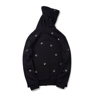 Men's Black Zip-Up <b>Hoodie</b> with Front Logo Breathable <b>Lined</b> Knitted Cotton Winter Wear - Product Image 3