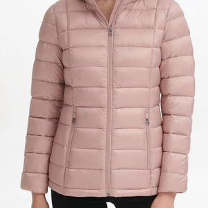 Women Packable Hooded Puffer Jacket Lightweight Quilted Down Jacket Slim Fit <b>Travel</b> Puffer <b>Coat</b> OEM Custom Pink - Product Image 4