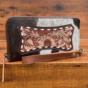 Pelo OEM de fábrica en cuero de vaca al por mayor de las mujeres logotipo personalizado mecanizado a mano con cubierta de muñequera señora bandolera cartera individual - Product Image 4