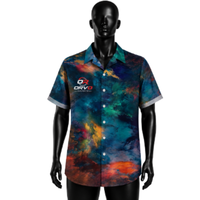 ORVO Sports Herren Hawaiihemd Kurzarm Tropischer Papageien-Print Sommer Urlaub Lässig Atmungsaktiv Schnelltrocknend Twill-Stoff