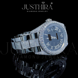 Montre de luxe entièrement sertie de diamants Moissanite, bijoux hip-hop en argent 925, idéale pour un cadeau de fiançailles pour elle et pour lui - Product Image 3