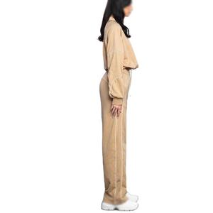 Women's <b>Black</b> Tracksuit Set Full Length Loose Fit Half-Zip Hooded Heat-Transfer Logo Streetwear Autumn Wear - Product Image 5