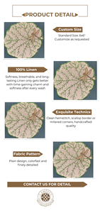 Serviette de cocktail en lin avec libellule dorée et branches vertes délicates, apportant un léger charme botanique à la table. - Product Image 2