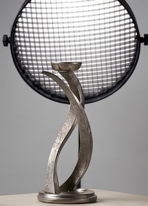Porte-bougie en métal torsadé argenté, texture moulée, décoration pour centre de table, vente en gros - Product Image 3