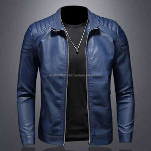 เสื้อแจ็คเก็ตหนัง PU คอตั้งทรงไบค์เกอร์สำหรับผู้ชาย คุณภาพสูง แฟชั่นลำลอง เสื้อแจ็คเก็ตหนัง PU แบบเทรนช์โค้ท - Product Image 4