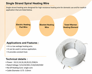 Blanket Heating Wire Bare Single Stranded Spiral Industrial Use Copper Conductor <b>PTFE</b> Insulated 250C 300V IP65 - Product Image 4