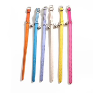 Small <b>Cat</b> <b>Collar</b> Elastic Color Pet <b>Collar</b> Adjustable with Bells PU <b>Leather</b> <b>Collar</b> for Puppy Pet Neckband for Small <b>Cats</b> - Product Image 5