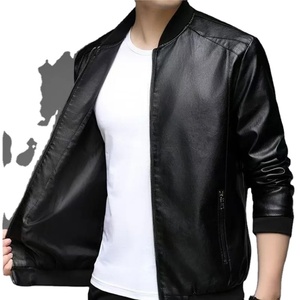 Chaqueta de cuero con cuello levantado para primavera y otoño para hombre, abrigo de bombardero de tendencia a la moda, chaqueta de cuero teñido para motocicleta para hombre - Product Image 5