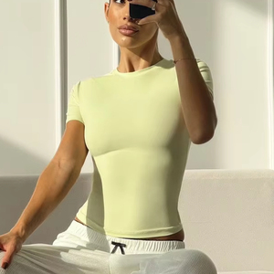 T-shirts basiques pour femmes, hauts d'été 2026, crop top à manches courtes, tee-shirt Y2K, vêtements de sport mignons pour la gym - Product Image 6