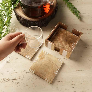 High quality handmade wood cup coaster <b>set</b> <b>rustic</b> beverage mats for <b>dining</b> <b>table</b> protection use at low price By NEHA ENTERPRISES - Product Image 3
