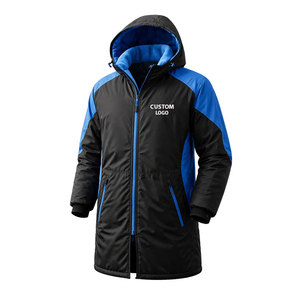 Custom Logo Black Blue Swim Parka <b>Jacket</b> <b>Waterproof</b> Windproof <b>Winter</b> Long Coat with Fleece Lining Hooded Swimming Team Outerwear - Product Image 1