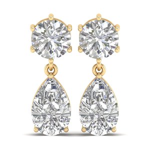 REYES Classic Design 14K Solid Yellow <b>Gold</b> Wedding Party Wear <b>Dangle</b> Drop <b>Earrings</b> For Women Luxury Fine Jewelry <b>Earrings</b> - Product Image 2