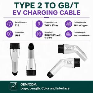 Câble de recharge pour VE, type 2 en spirale à ressort vers GB/T, cordon de chargeur OEM enroulé type 2 vers GBT pour véhicules électriques chinois - Product Image 3