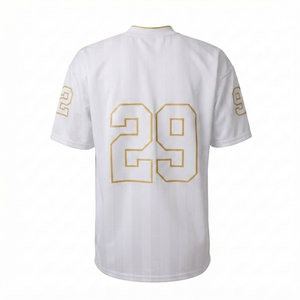 Maillot de football américain blanc et or personnalisé, brodé, vente en gros, pour hommes, manches courtes, vêtements de sport, uniforme d'équipe, impression vierge - Product Image 3