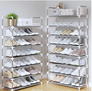 Étagère à chaussures moderne multi-niveaux, gain de place, portable, organiseur de rangement pour chaussures, pour la maison, la chambre, l'entrée, le placard - Product Image 1
