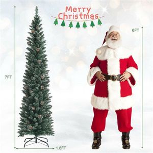 Albero di Natale Artificiale Verde da 2,10 m con 351 Rami Folli e 41 Pigne Realistiche, Alimentato a Batteria, Materiale PET e PVC - Product Image 4