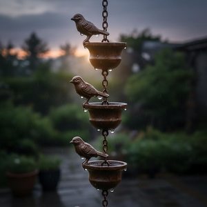 Attrape-pluie en métal en forme d'oiseau pour gouttière, décoration extérieure de toit, style vintage, finition thermolaquée, installation et accrochage faciles - Product Image 2