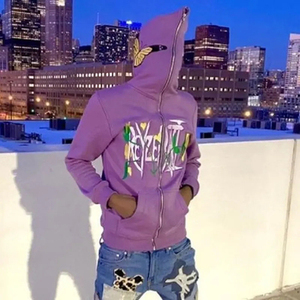 Vente en gros : Sweat à capuche épais pour homme, sans cordon de serrage, entièrement zippé, avec patchwork, broderie et blocs de couleurs, modèle essentiel personnalisable, design sur mesure - Product Image 4