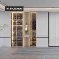 Diseño y Personalización Gratuitos para Toda la Casa: Mueble Bar Moderno Minimalista con Puerta de Vidrio e Iluminación LED Empotrada para Sala de Estar