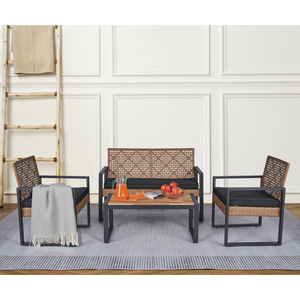 Set di Mobili da Giardino in Legno di Acacia a 4 Pezzi, Finitura Moderna Nera per Balcone, Veranda, Giardino e Prato - Product Image 3