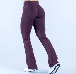 High Waist Full Length Solid Color Knitted Breathable <b>Seamless</b> <b>Leggings</b> Stretchy Spandex Women's Basic Yoga Pants All Seasons - Product Image 4