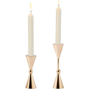 Fancy Design Table Decorative Pillar Candle <b>Holders</b> Set Of 2 High Gold Finished Portable <b>Candlestick</b> Display <b>Brass</b> Candle Stand - Product Image 1