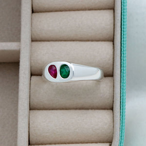 925 Sterling <b>Silver</b> Natural Ruby Emerald <b>Ring</b> for Men & Women Handmade Dual Gemstone <b>Statement</b> Jewelry Wholesale - Product Image 3