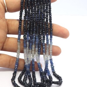 ลูกปัดแซฟไฟร์สีน้ำเงินธรรมชาติทรงรอนเดลล์ขนาด 3-3.5 มม. ลูกปัดพลอยแซฟไฟร์แบบไล่สี 16 นิ้ว ลูกปัดแซฟไฟร์สีน้ำเงินทรงรอนเดลล์ - Product Image 4