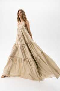 Women Solid Sweet Natural Eco-Friendly Cotton Breathable <b>Maxi</b> Dress Sleeveless Tiered A-Line Regular Fit Boho All Seasons Flowy - Product Image 4