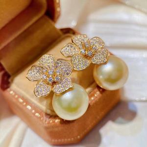 Nouvelles boucles d'oreilles en argent pur Wenchi 925 avec perles noires naturelles de 10-11 mm à micro-imperfections, boîte cadeau personnalisée tendance, Chine - Product Image 3