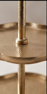 Premium Gold Metal 3 Tier Cake <b>Stand</b> with Ball Finial Handle Organic Scalloped Plates Pastry <b>Cupcake</b> Display Serving - Product Image 4