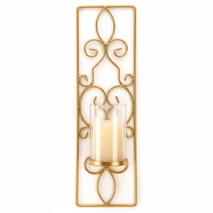 Fancy Gold Metal <b>Wall</b> Candle Sconces Set Of 2 Decorative Hanging <b>Wall</b> Mounted Candle Holders <b>For</b> Living Room <b>Bedroom</b> Home Decor - Product Image 4