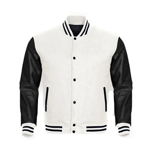 Chaquetas Varsity de Invierno Personalizadas de Cuero Blanco y Lana con Forro de Piel de Oveja para Hombre, Chaqueta Universitaria - Product Image 1